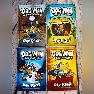 Dog Man Dav Pilkey Comic Novels 4 Hardcover Books Captain Underpants Chapters